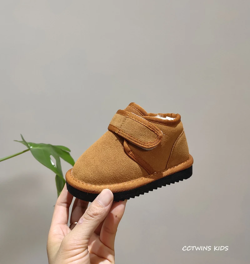 CCTWINS/детская обувь; коллекция года; Сезон Зима; модные детские зимние сапоги из натуральной кожи; мягкая теплая обувь для девочек; черные короткие сапоги; SNB048