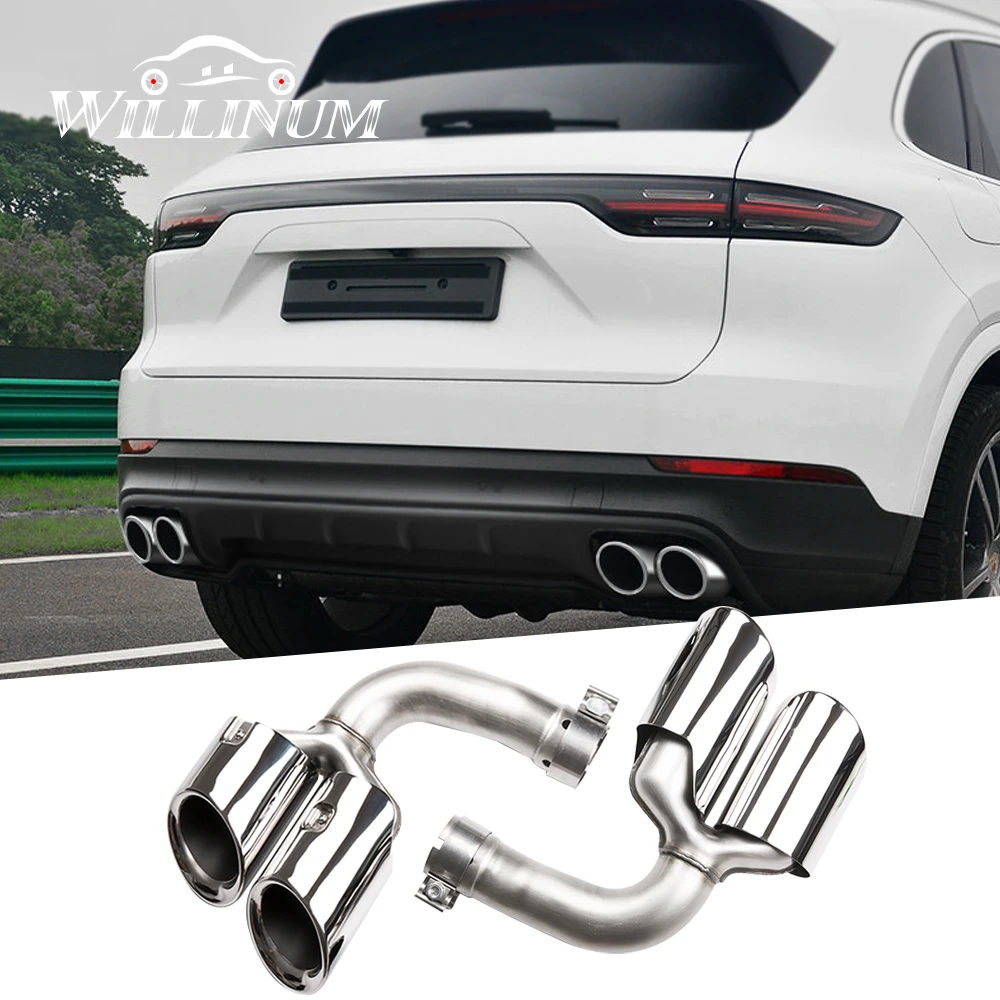Выхлопная труба автомобиля для Porsche Cayenne 9YA глушитель хвостовой наконечник Круглый Трубопровод из нержавеющей стали выпускное сопло конец Одна замена две трубки