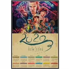ВИНТАЖНЫЙ ПЛАКАТ с надписью «Stranger Things », с календарем, с изображением «Stranger Things 3», Ретро плакат из крафт-бумаги, настенный Декор для дома/комнаты/бара, живопись