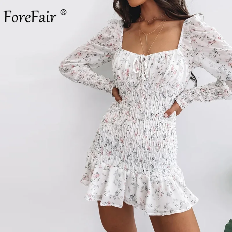 Платье Forefair женское с цветочным принтом пикантное короткое вечернее мини-платье