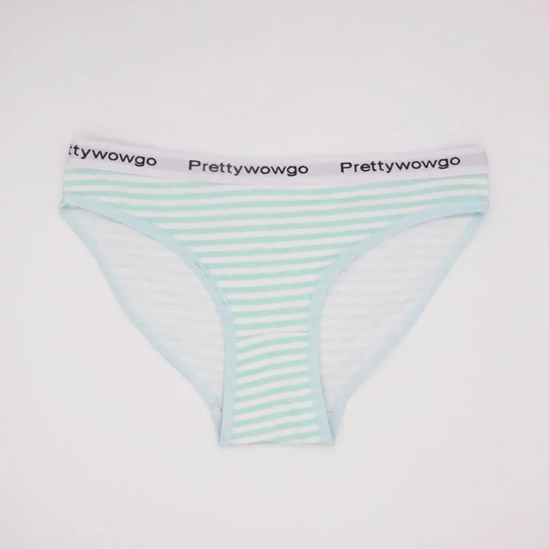 Зеленый Prettywowgo горячая Распродажа женское нижнее белье новые хлопковые Женские полосатые трусики 6861 - Цвет: Зеленый