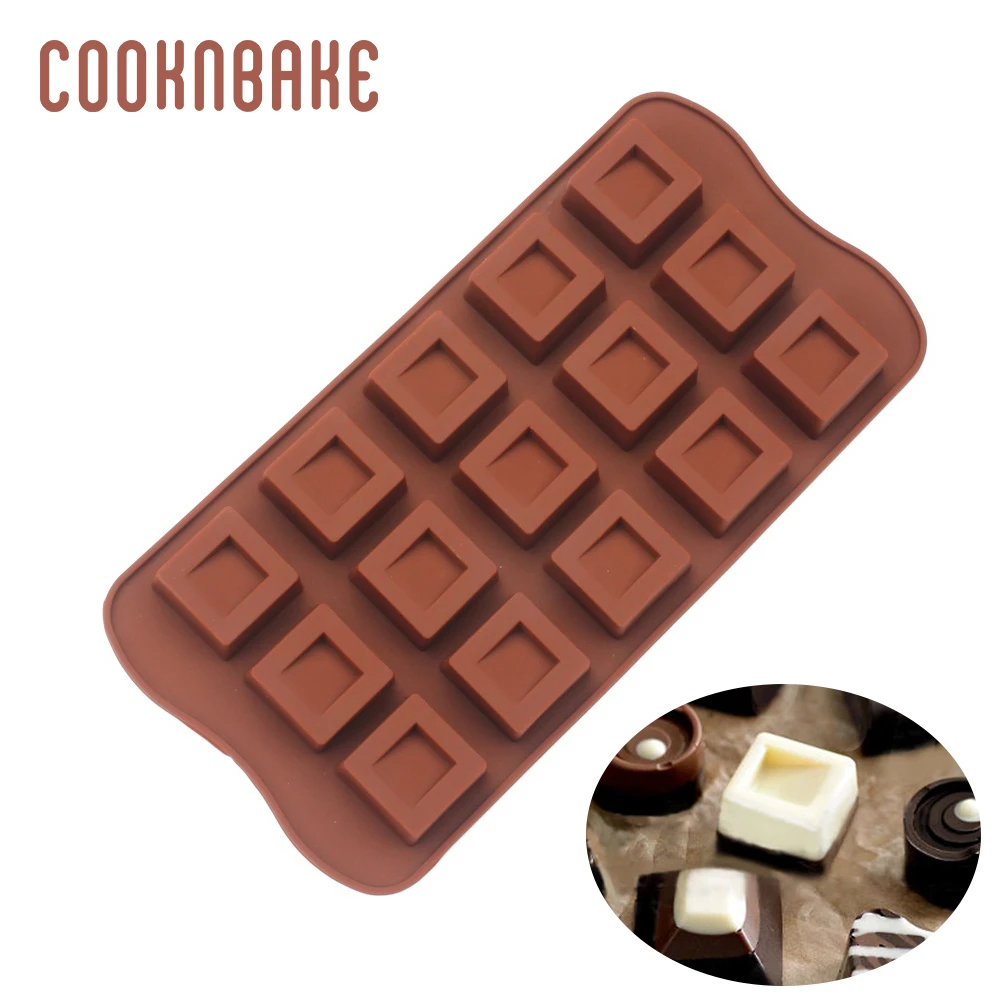 COOKNBAKE силиконовая форма для шоколадной коробки Форма для конфет ледяная Желе Форма для торта Печенье Кондитерские инструменты для выпечки DIY украшения торта 15 отверстий - Цвет: CDSM-084