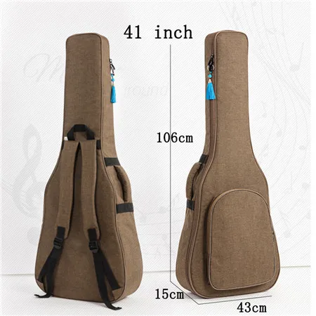 36 39 41 дюймов Сумка для гитары чехол для переноски рюкзак Оксфорд акустическая народная гитара Gig сумка чехол с двойными плечевыми лямками - Цвет: 41 inch Coffee