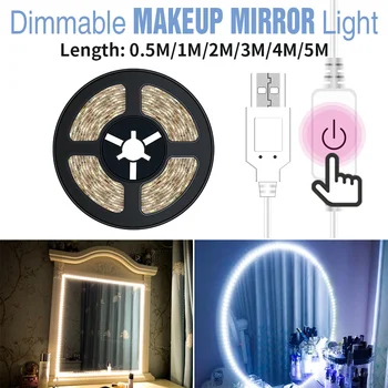 

CanLing Cosmetic Light LED Makeup Mirror Lamp USB Dimmable Bathroom Bedroom Mirror Wall Lamp Decor Vanity Dressing Table 1-5M