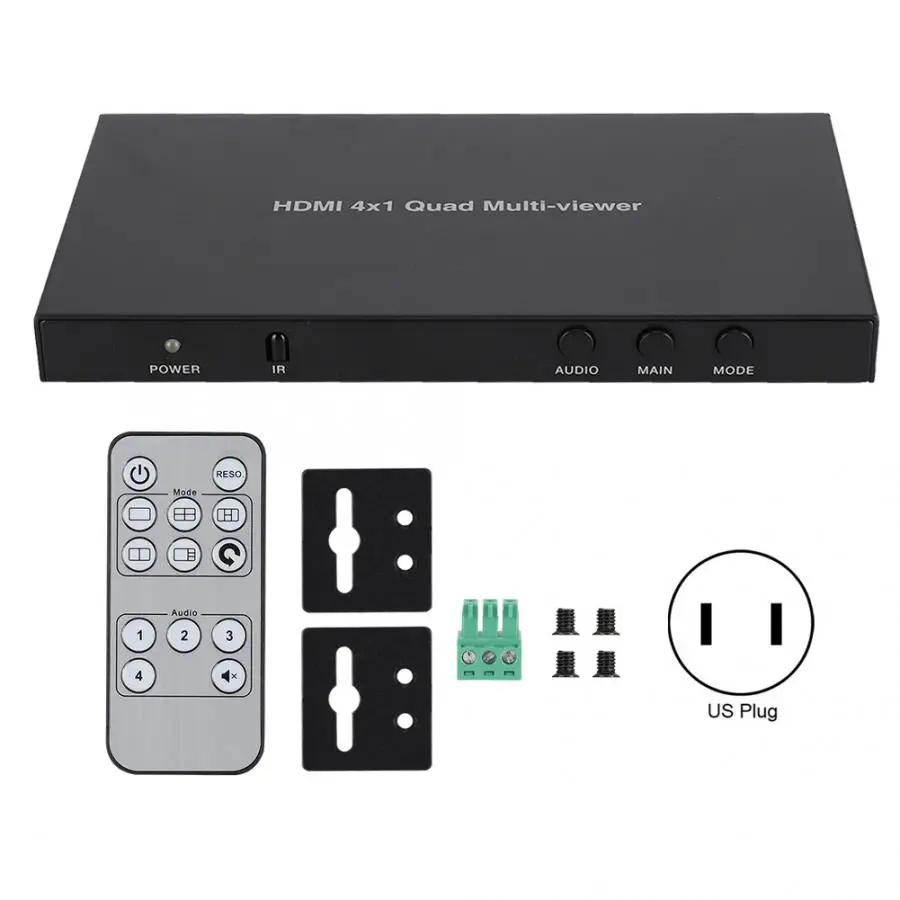 100-240 в HDMI 4x1 Quad мульти-просмотра видео сплиттер бесшовный переключающий коммутатор 1080P 720P 480P HDMI сплиттер - Цвет: US