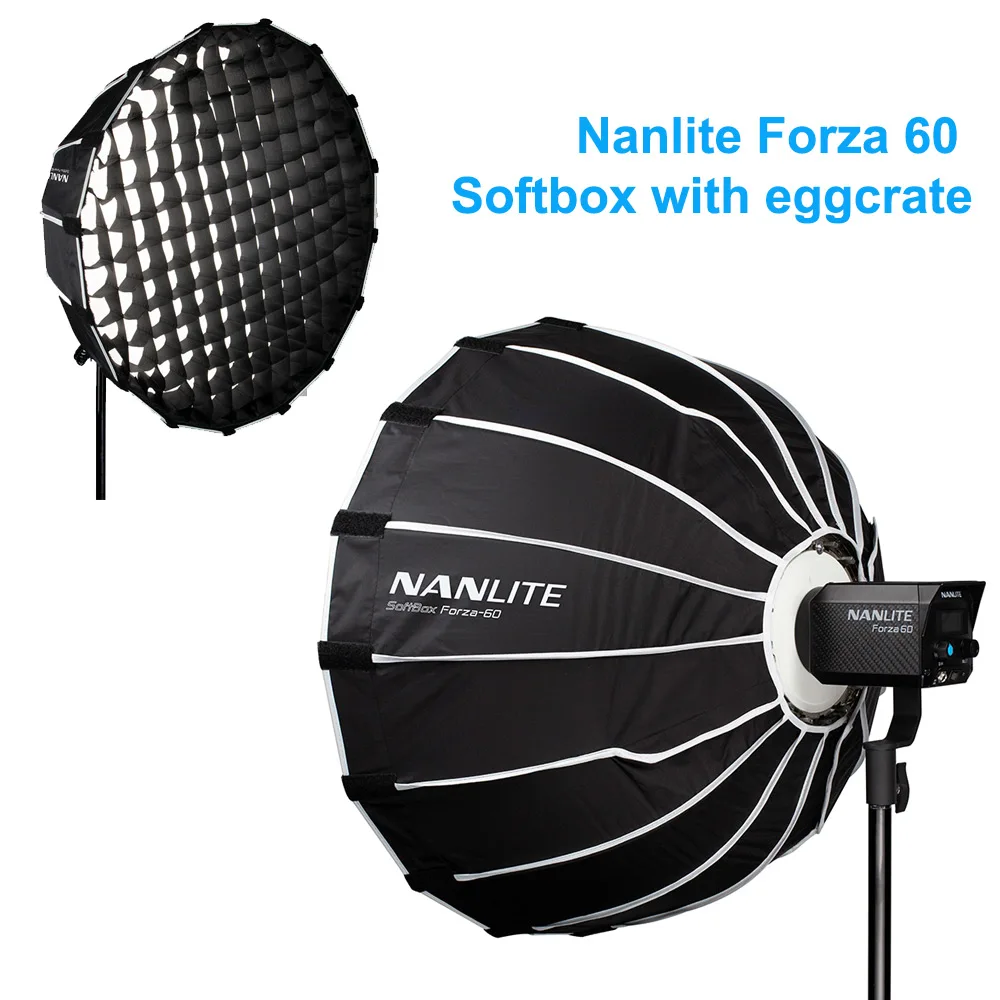 Nanguang 60cm softbox umbrella for Nanlite Forza 60 60w Photography light soft box with eggcrate
