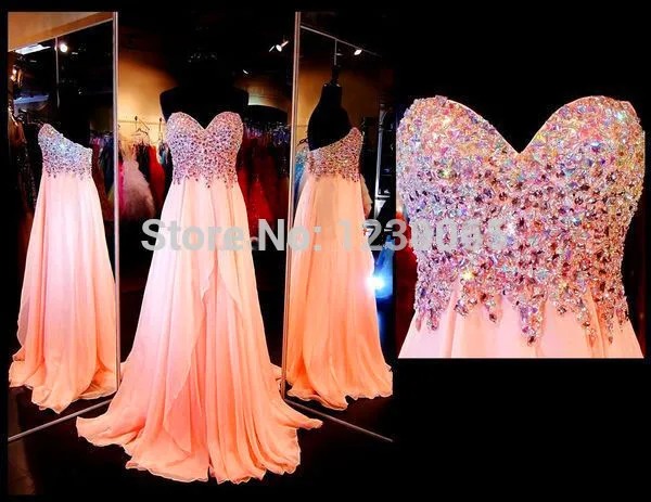 

Real Photo Vestidos crystal sweetheart chiffon pink Elegant Formal gown Robe De Soiree 2018 Long Prom gown bridesmaid dresses