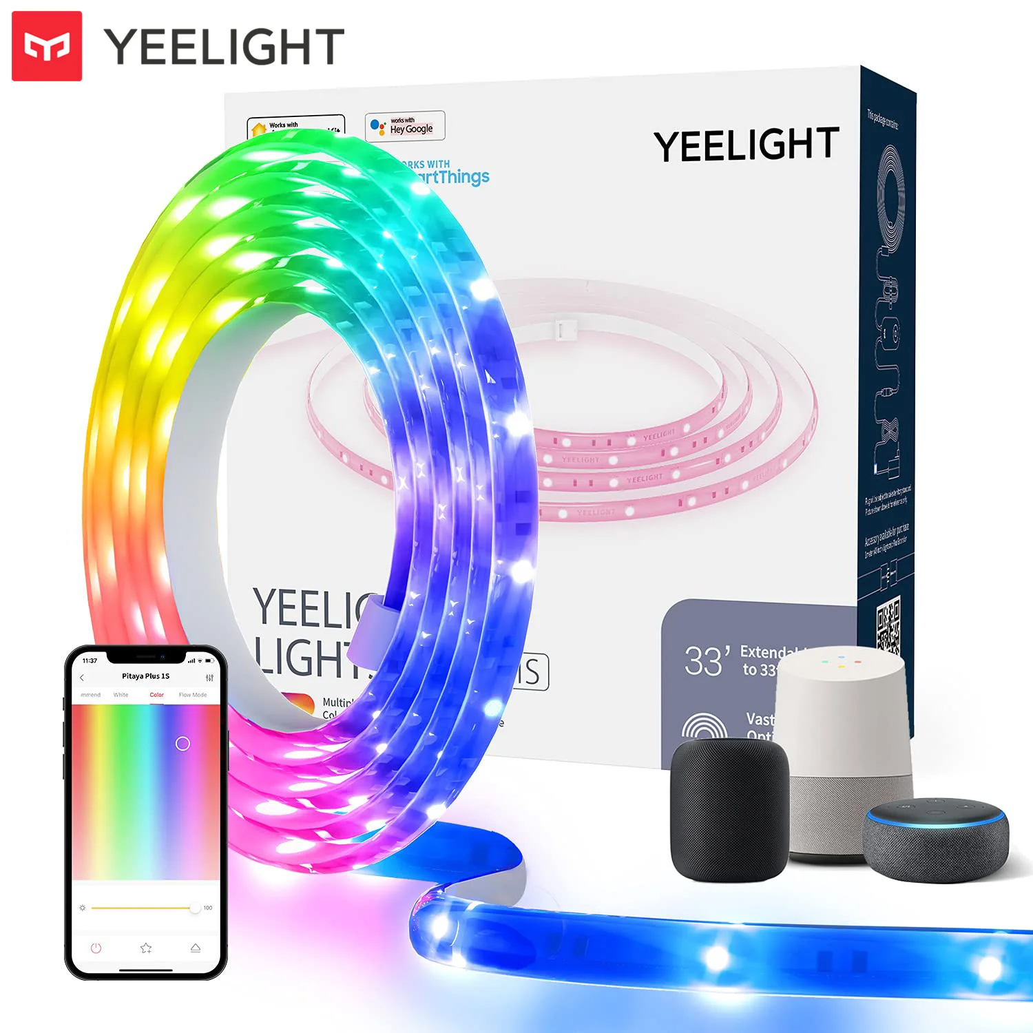 

Yeelight Smart Led Strip Lights 2M WiFi RGB Light Strips Music Sync App & Voice Control Work with Alexa Homekit Razer Chroma