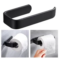Acrylic Toilet Paper Holder Tissue Rack Wall Mounted Bathroom Kitchen Roll Holder Paper Tissue Rack Hook Modern Black Hanger 5