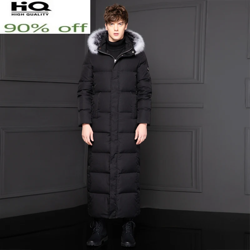 Мужской длинный пуховик зеленая куртка на утином пуху зима 2022 | Мужская одежда