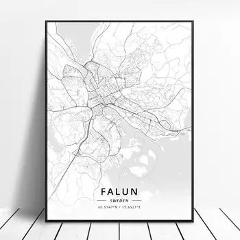 

Falun Varberg Skovde Uddevalla Norrkoping Boras Sweden Canvas Art Map Poster