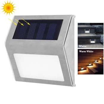 

LED Solar Light Stainless Steel Outdoor Waterproof Solar Garden Light 3 LED Solar Stair Light with Battery Home Stairs Lighting