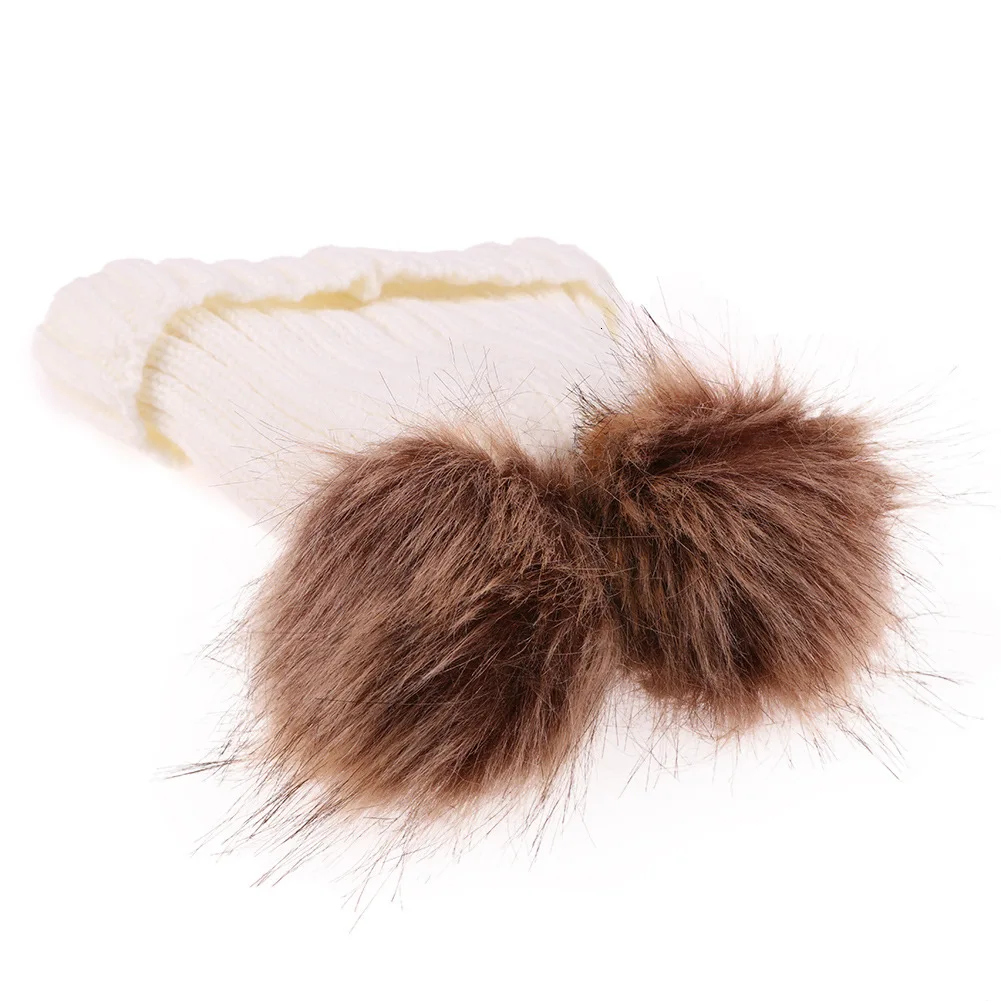 Winter Hat Scarf Set For 1-10 Years Boys Girls Children Cotton Warm Pom Poms Double Hair Ball Scarf Hats Twinset