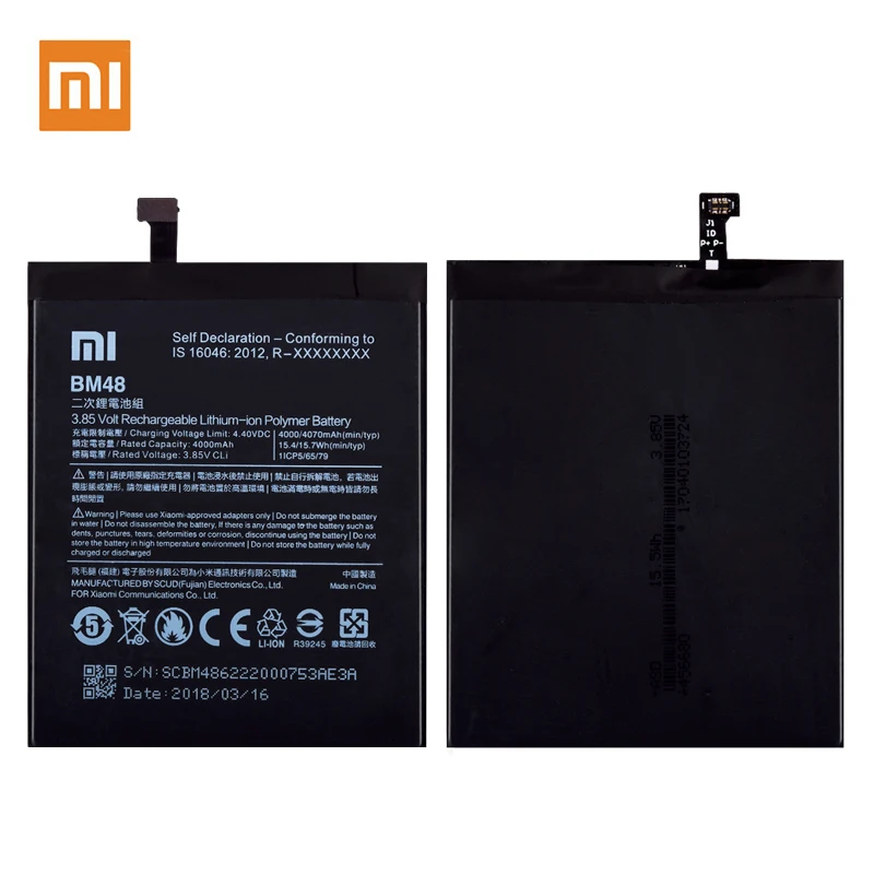 Оригинальная батарея BM48 для Xiaomi Mi Note 2 4000/4070mAh натуральная запасная батарея Akku+ Бесплатные инструменты