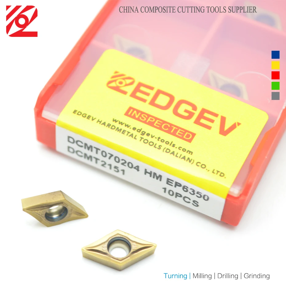 EDGEV 10 шт. DCMT070204 HM EP6350 ЧПУ Индексируемые карбидные вставки токарный станок расточка инструменты обработки нержавеющей стали