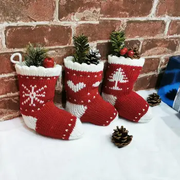 

Small Christmas Stockings Holder Santa Sack Children Gifts Christmas Gift Bags Merry Christmas 2020 Candy Wool Socks Gifts Kids