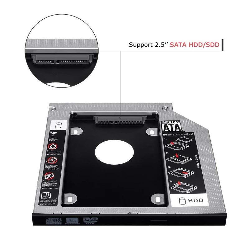 Hard drive caddy 2.5 inches SATA 2nd HDD/SSD SATA to Tray For 9.5mm Laptop Universal CD/DVD-ROM Optical Bay Slot