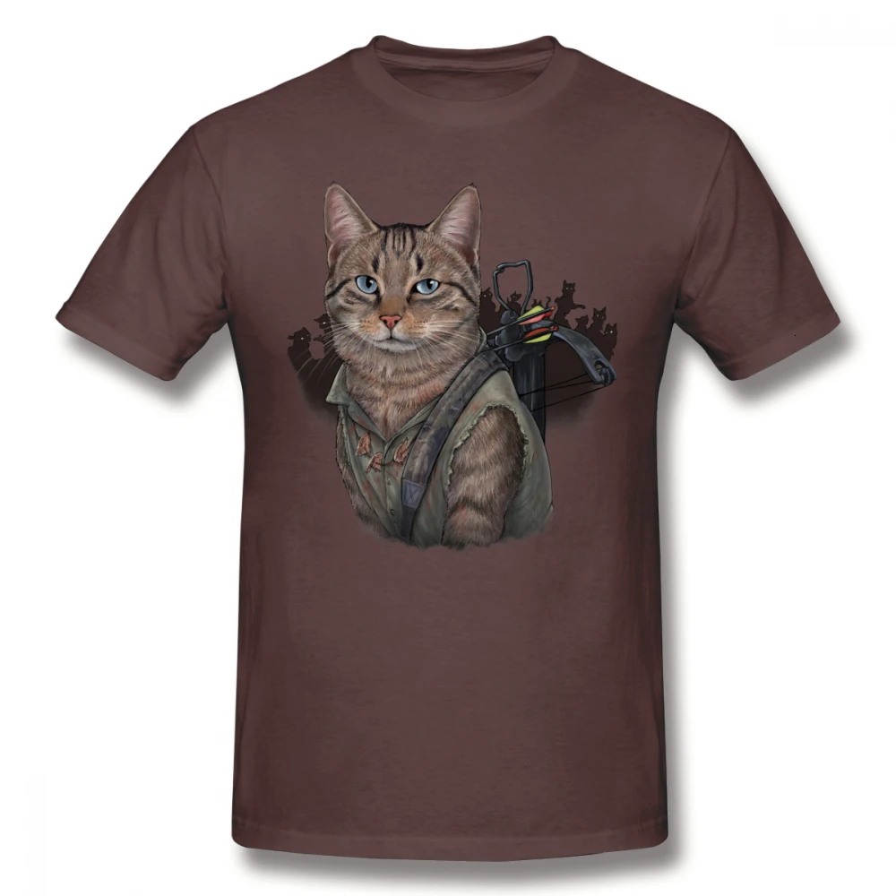 Coffee one yona Daryl Dixon T Shirt Daryl Dixon Cat T-Shirt Plus size Cute Tee Shirt 100 Cotton Printed Summer Man Short Sleeves Tshirt - Цвет: Coffee