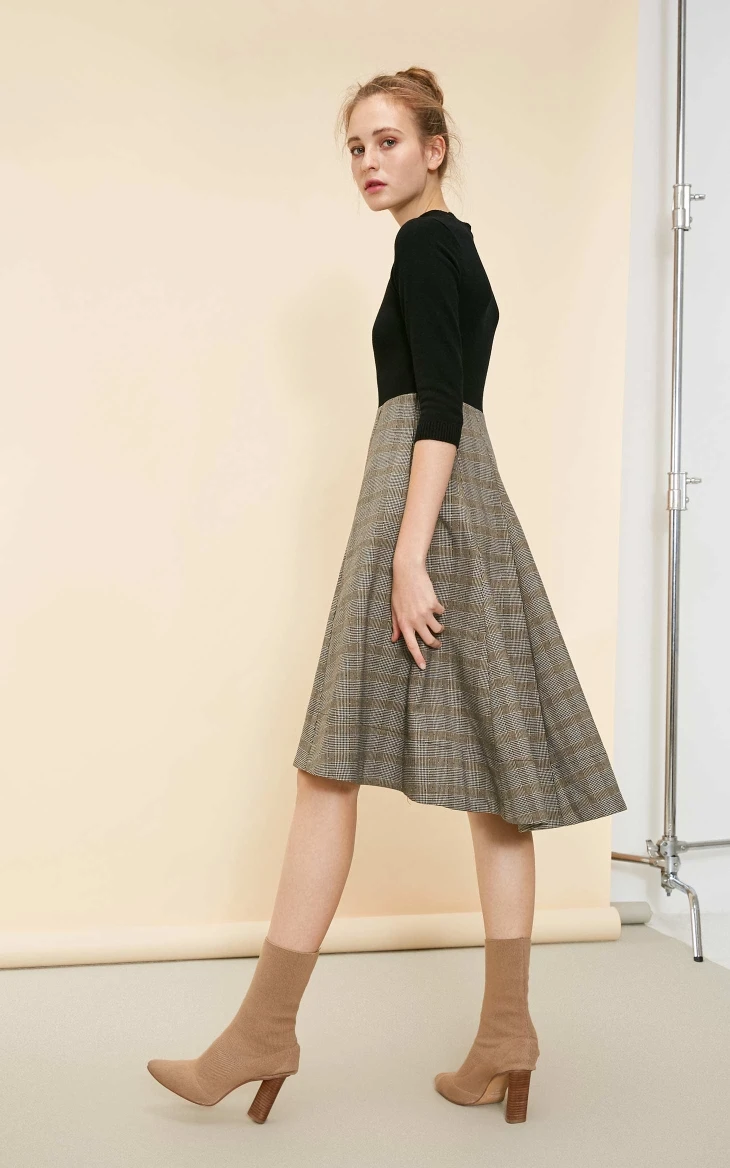 Vero Moda женское платье в клетку с круглым вырезом и рукавами 3/4 | 31917C504