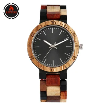 

REDFIRE Minimalist Business Men's Watches Natural Colorful Wooden Band Wrist Watch Quartz Movement Casual Fashion Mens Watches