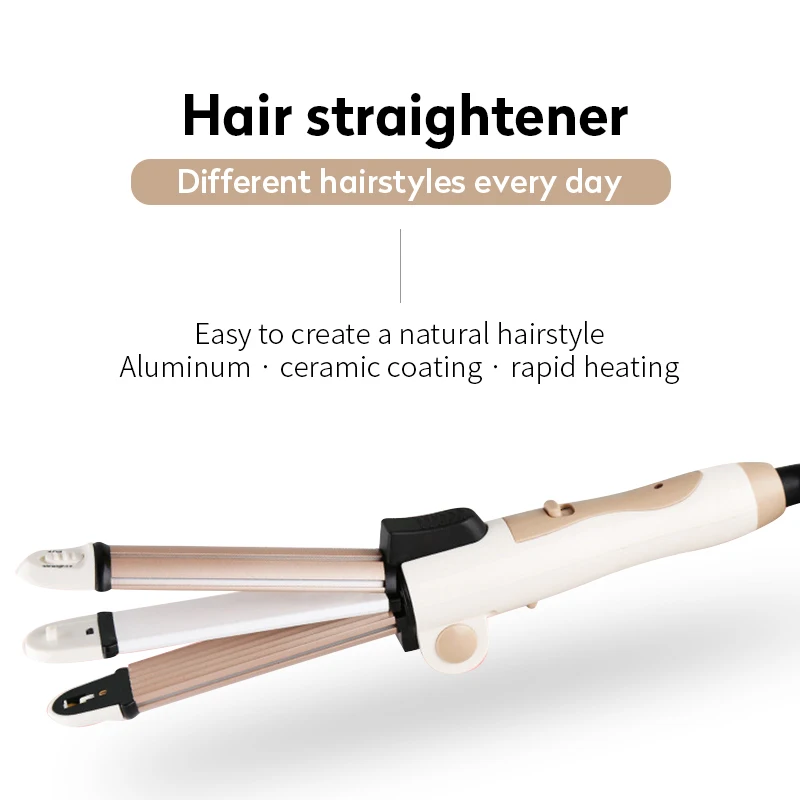 Kemei 3 in 1 Multifunction Hair Straightener Hair Curler Flat Iron Foldable Electric Hair Curling Iron Hair Styler Tools