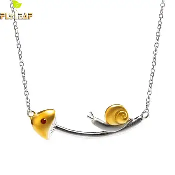 

925 Sterling Silver Necklace Snail Mushroom Necklace Women 14k Gold Jewelry Original Handmade Lady Student Birthday Gift