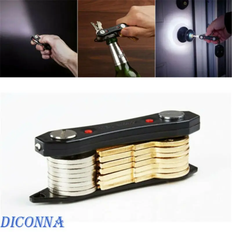 Multifunctional Key Chain Defense Flashlight Stick Key Foldable Keychain Organizer With LED Lights Bottle Opener Key Chain