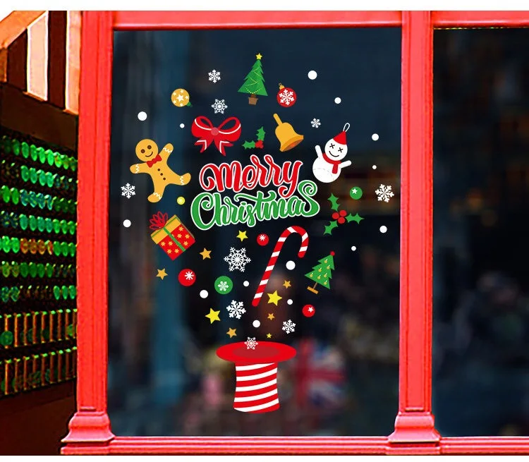 DIY рождественская елка Декоративное Стекло оконное наклейки на стену самоклеящаяся пленка для окна магазина ПВХ наклейки Новогодние украшения для дома