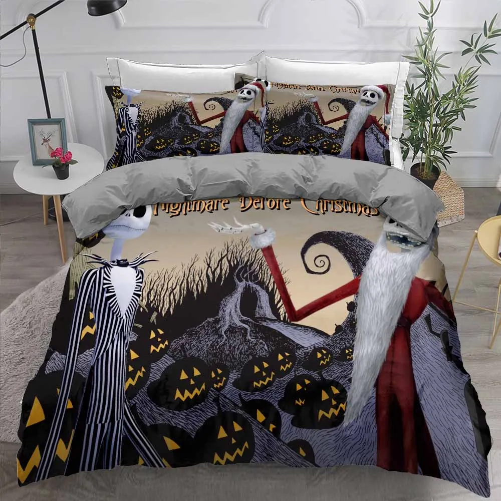 

3D The Nightmare Before Christmas Print Bedding Set Cartoon Character Quilt Cover with Pillowcase 2/3Pcs Home Bed Linen Set