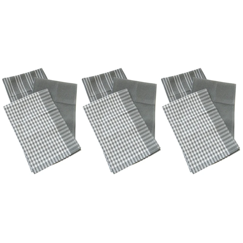 

9 Pieces / Set of Kitchen Towels Classic Cotton Tea Towel Dish Cloth Absorbent Hair Machine Tableware Home