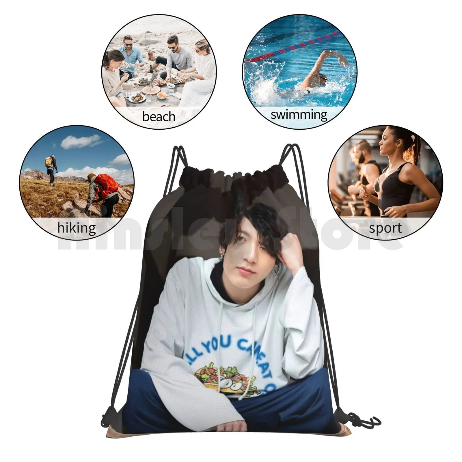 Jungkook Backpack Drawstring Bag Riding Climbing Gym Bag Love Yourself Logo  Cute Rj Cooky Shooky Mang Koya Jin Jimin - Backpacks - AliExpress