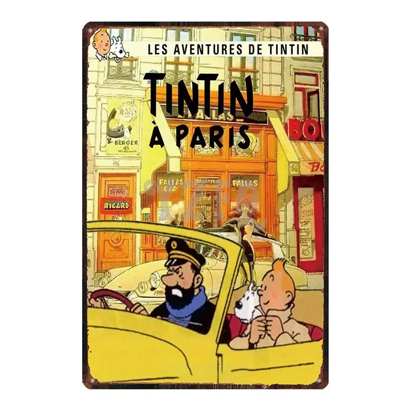 Tintin во Франции Оловянная металлическая табличка металлическая винтажная потертая шикарная детская Подарочная настенная домашняя художественная Детская комната Декор Живопись DU-4213A - Цвет: DU-4191