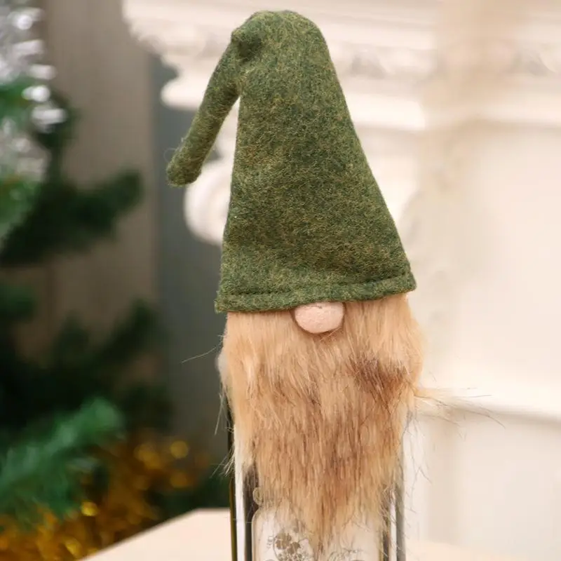 Yiwa Christmas Wine Bottle Cover Knit Sweater Wine Bottle Dress Santa Wine Bottle Cover for Christmas Decorations