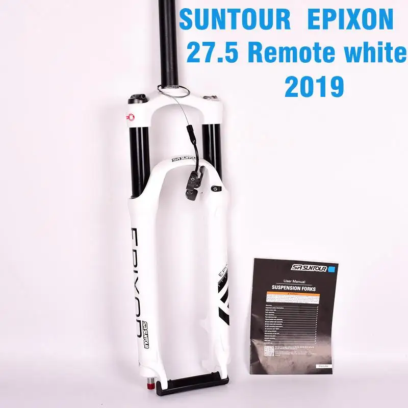 Велосипедная вилка SUNTOUR EPIXON 26/27,5/29er 100 мм для горного велосипеда, велосипедная амортизирующая передняя вилка, дистанционная подвесная вилка - Цвет: 27.5 Remote White