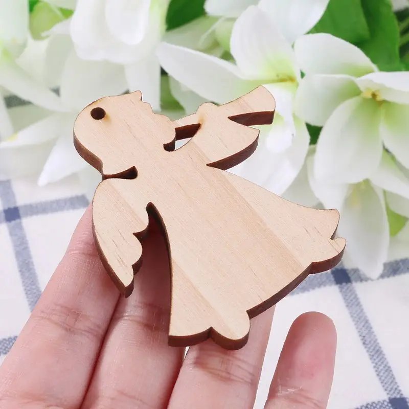 10 шт./компл. Колокольчик для елки Снежинка Санта Клаус DIY деревянный подвесной орнамент поделки своими руками вечерние домашний декор
