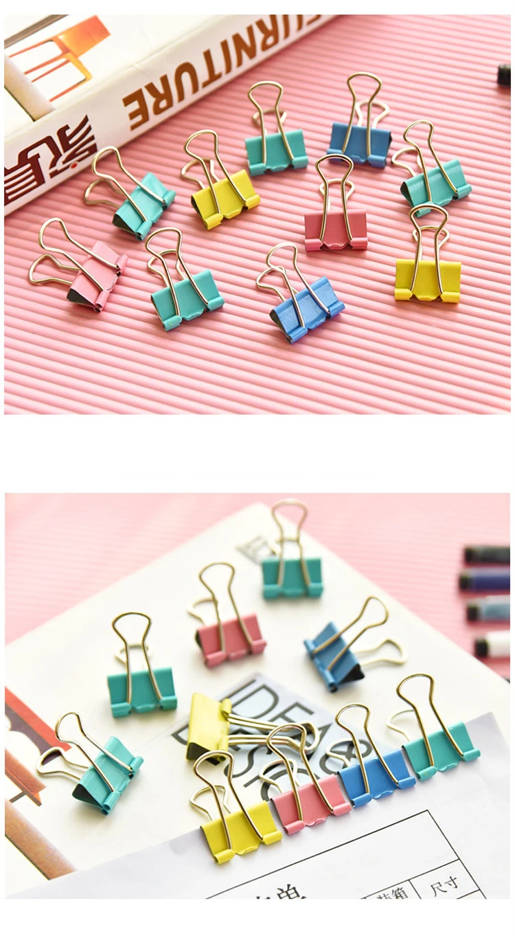 Paper Clip File Clip 40pcs Foldback Metal Binder Clip 40X 30mm Colorful Grip Clamps Office School Stationery Paper Document Clip