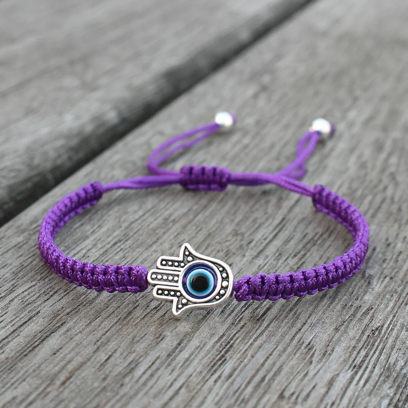 Bracelet Jewelry Handmade Adjustable Braided Rope Lucky Fatima Hamsa Hand Evil Eye Charm For Women Men Couple