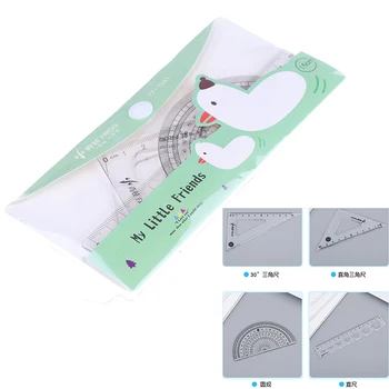

Protractor patchwork ruler 4Pcs plastic school rulers straight angled triangle