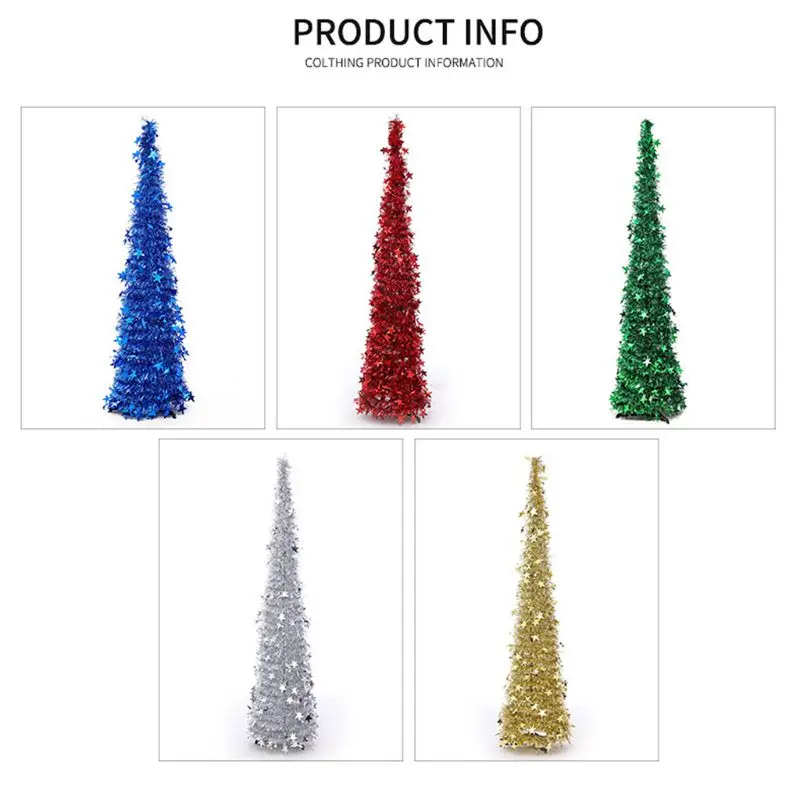 

Retractable Folding Tinsel Christmas Tree with Stand Simulation Gorgeous Collapsible Artificial Decorations 72XF