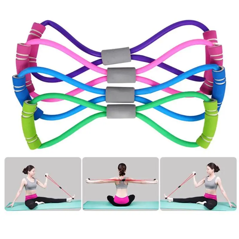 

Yoga Gum Fitness Resistance 8 Word Chest Expander Rope Workout Muscle Fitness Rubber Elastic Bands for Sports Exercise