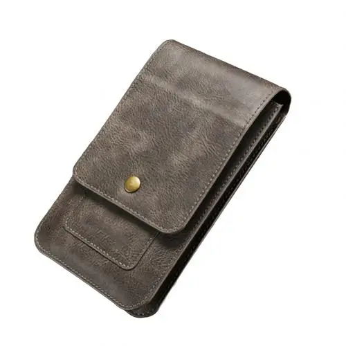 Gray Hot Universal Outdoor Hanging Phone Bag Faux Leather Waist Bag Durable Fanny Pack for iPhone 6P 7P 8P барсетка мужская - Color: Gray