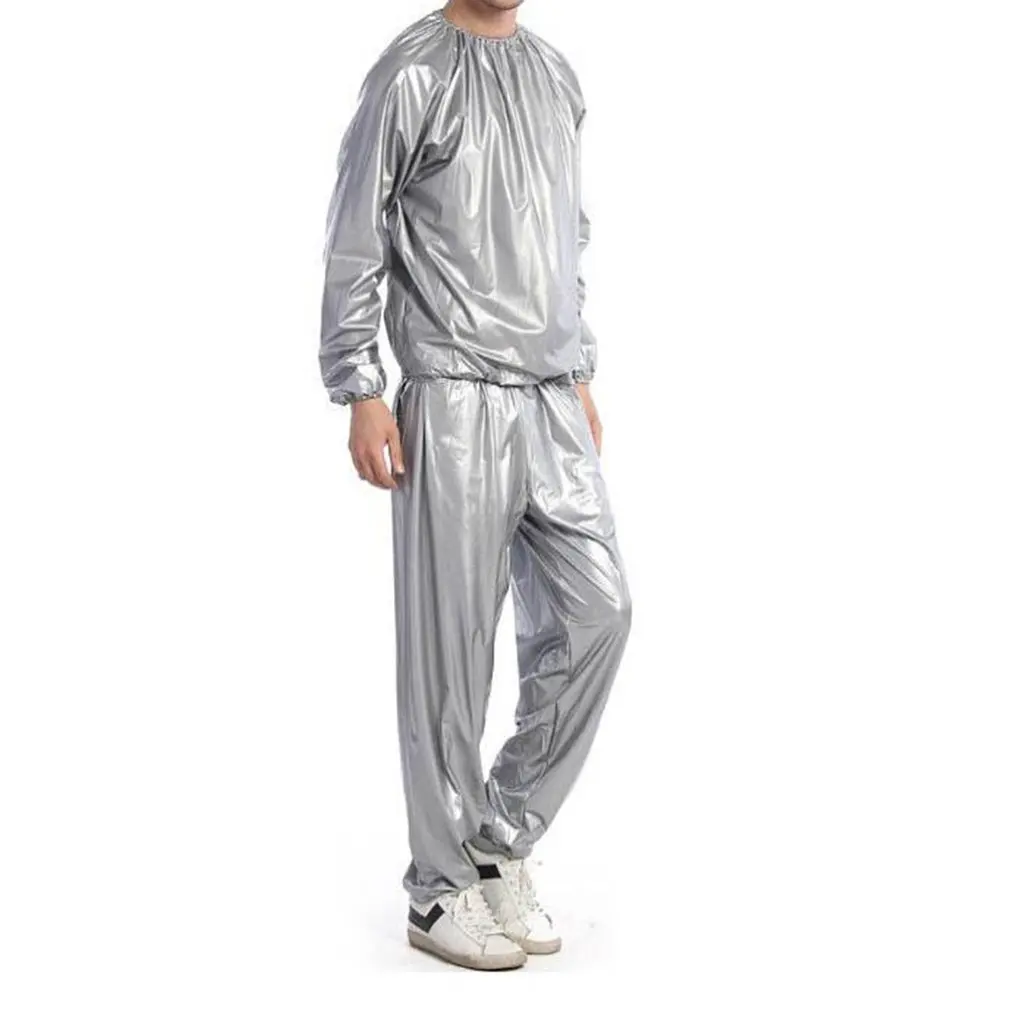 Silver XXXL Водонепроницаемая ветрозащитная кабина-сауна из ПВХ анти-рип обучение снижение веса Спортивная одежда для сауны сплошной цвет спортивный костюм - Цвет: Silver XXXL