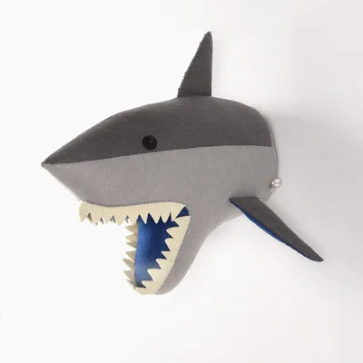 INS Hot Animal, слон, кролик, голова тигра, настенное крепление, мягкие игрушки, декор для спальни, войлок, настенные подвесные куклы, реквизит для фотосессии - Цвет: shark