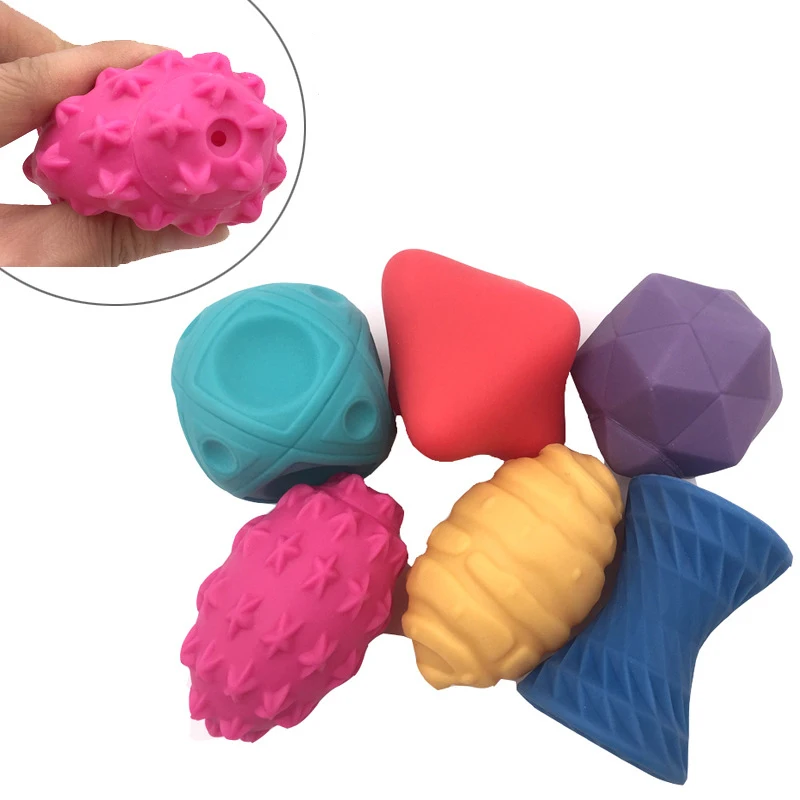 

6pcs Children Baby Hand Ball Toys Infant Teether Touch Training Massage Tool Soft Rubber Textured Multi Sensory Tactile Ball Toy