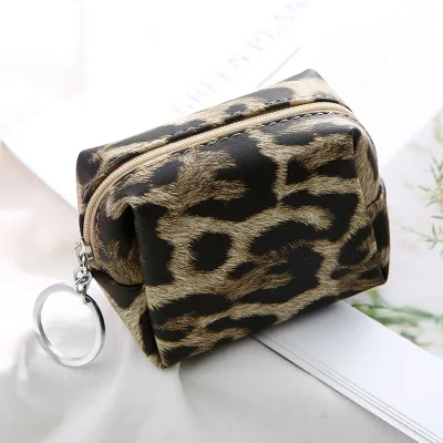 Yellow leopard Горячая Распродажа, Леопардовый кошелек для монет, модные милые женские сумки для монет, кошелек на молнии с брелком, переносная сумка для ключей, европейский и американский стиль - Цвет: Yellow leopard