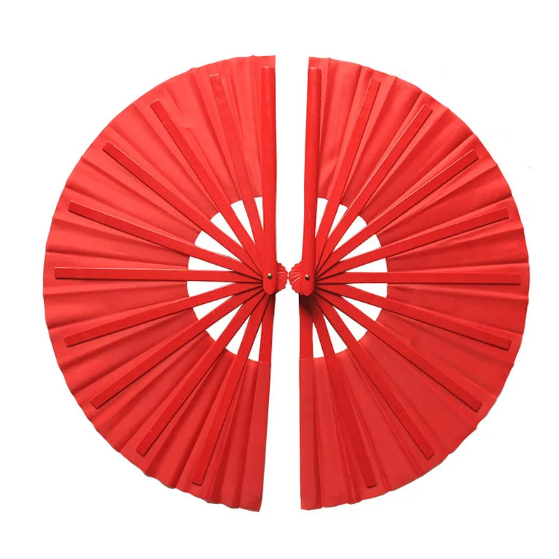 Red color Tai Chi fan Bamboo china wind Martial art Kungfu Wudang perform train match sound loud