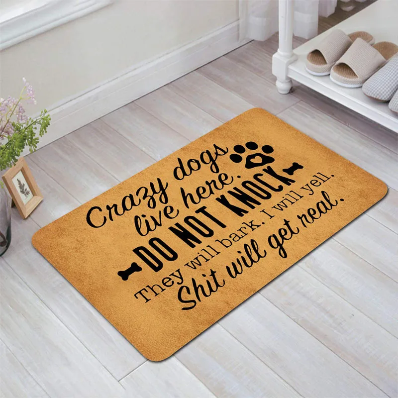 Смешной коврик Crazy Dogs Live здесь не стучат они будут лаять входной коврик напольный коврик для дома/улицы/передней двери коврики домашний декор