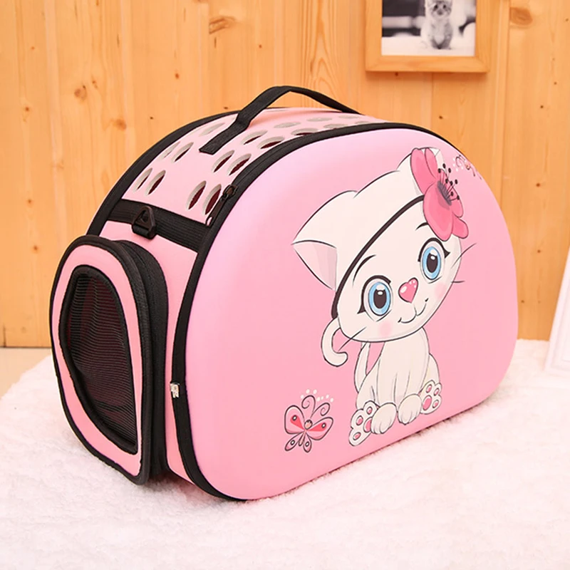 Dog Carrier Bag Portable Cats Handbag Foldable Travel Bag Puppy Carrying Mesh Shoulder Pet Bags - Цвет: Pink B