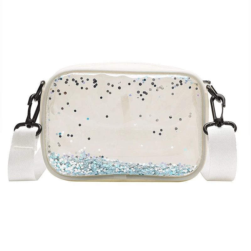 

Ms. Jelly Small Square Bag New Fashion Sequins Transparent Bag Multi-Function Shoulder Messenger Bag