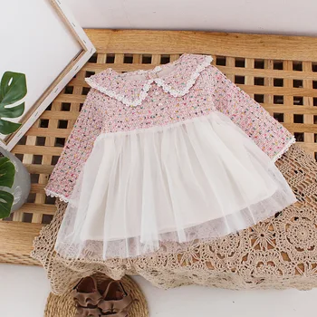 

Baby Girl Princess Dress For Newborn Infant Clothing 2020 Fashion Patchwork Mesh Long Sleeve Baby Dress Toddler Girl Clothes